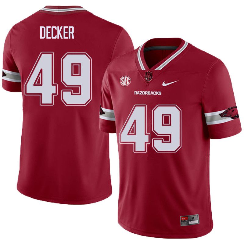 Men #49 Robert Decker Arkansas Razorback College Football Alternate Jerseys Sale-Cardinal